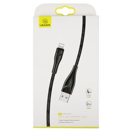  Дата-Кабель USAMS-SJ394 USB - Lightning (2 м) нейлоновая оплетка, черный (SJ394USB01) 