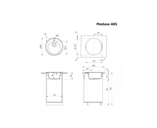  Кухонная мойка MAUNFELD Medusa 485 MFQS-485DGR темно-серый 