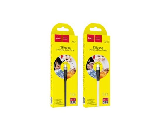  Кабель USB - 8 pin HOCO X53, 1 м, 2.4A, силикон, плоский, чёрный (1/31/310) 